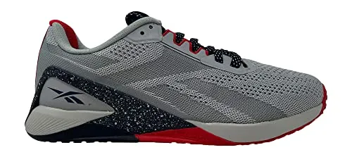 Reebok Men's Nano X1 Cross Trainer, Pure Grey 3/Vector Navy/Vector Red, 10