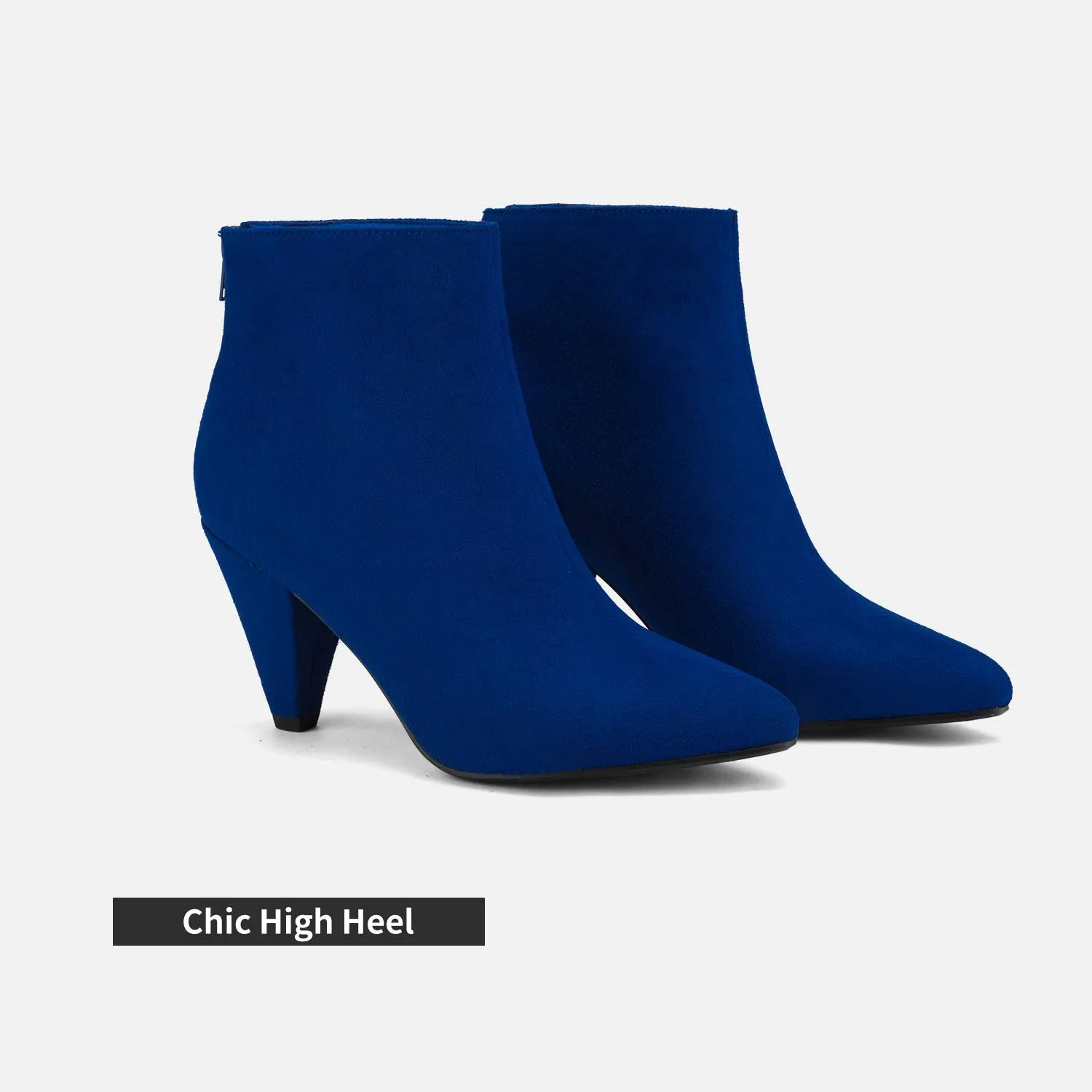 Royal Blue Winter Chic Pointy Toe Low Heel Ankle Boots