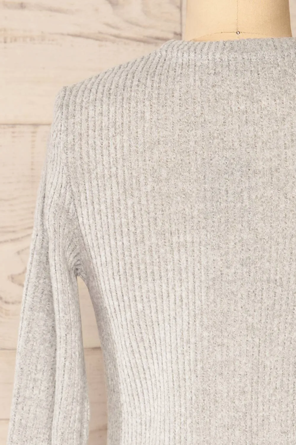 Seia Light Grey | Long Sleeve Ribbed Short Dress