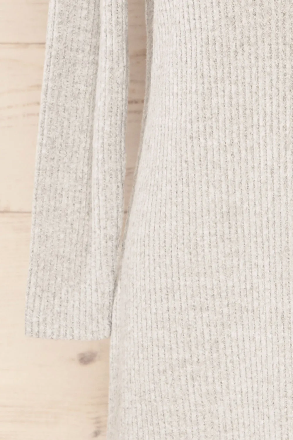 Seia Light Grey | Long Sleeve Ribbed Short Dress