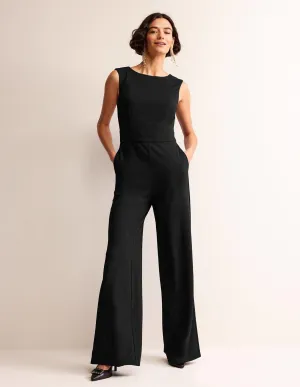 Sleeveless Ponte Jumpsuit-Black