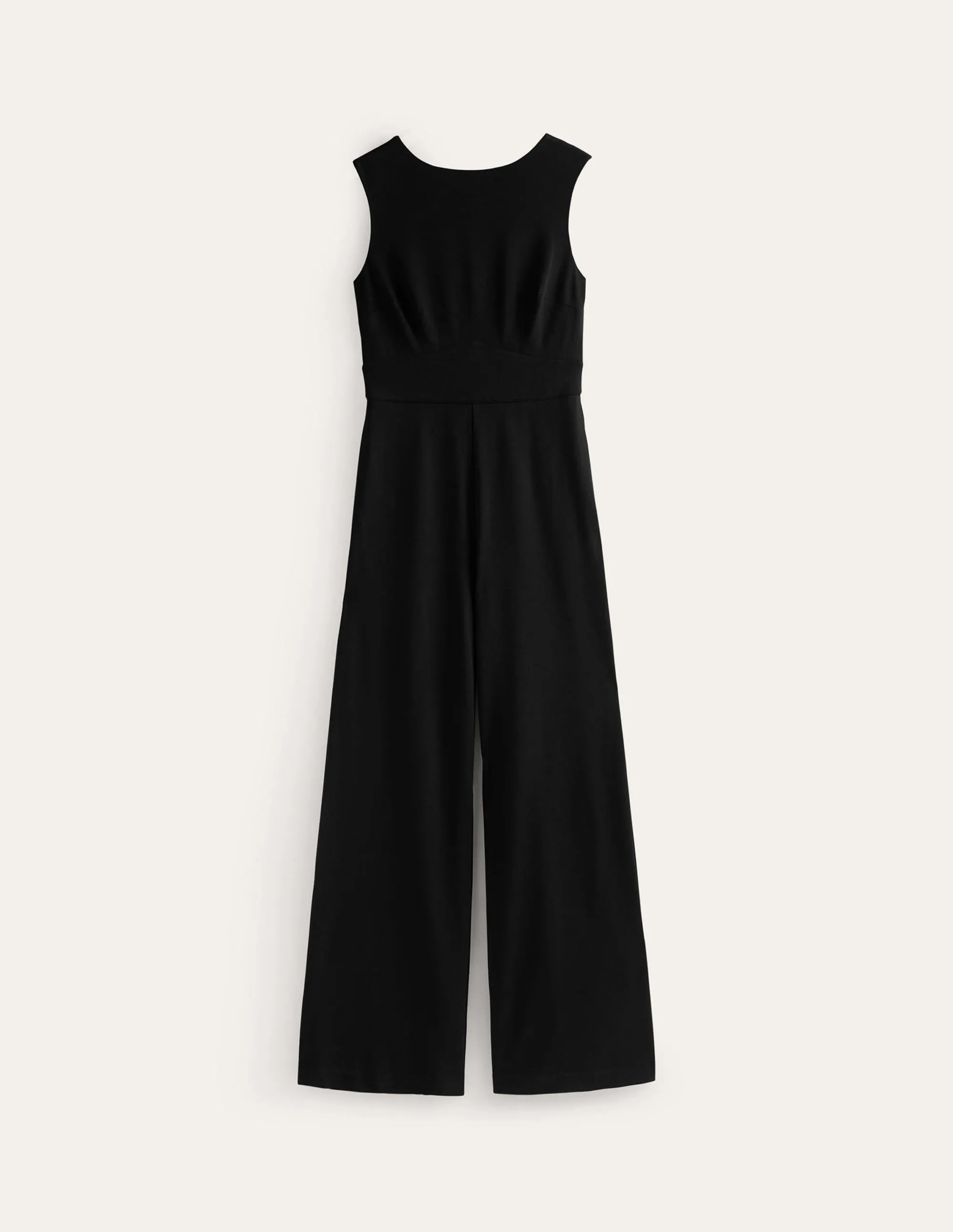 Sleeveless Ponte Jumpsuit-Black