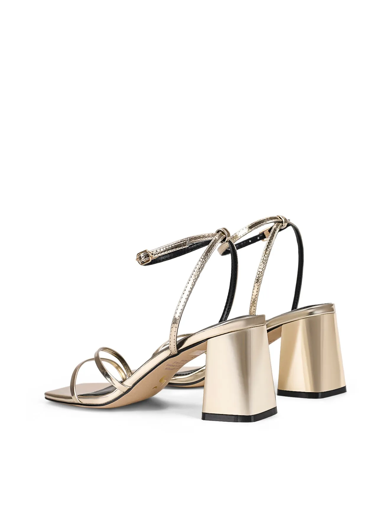 Starling Strappy Block Heels - Gold Mirror Metallic Leather
