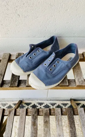 Steel Blue Slip On Sneakers, 13.5 (32)