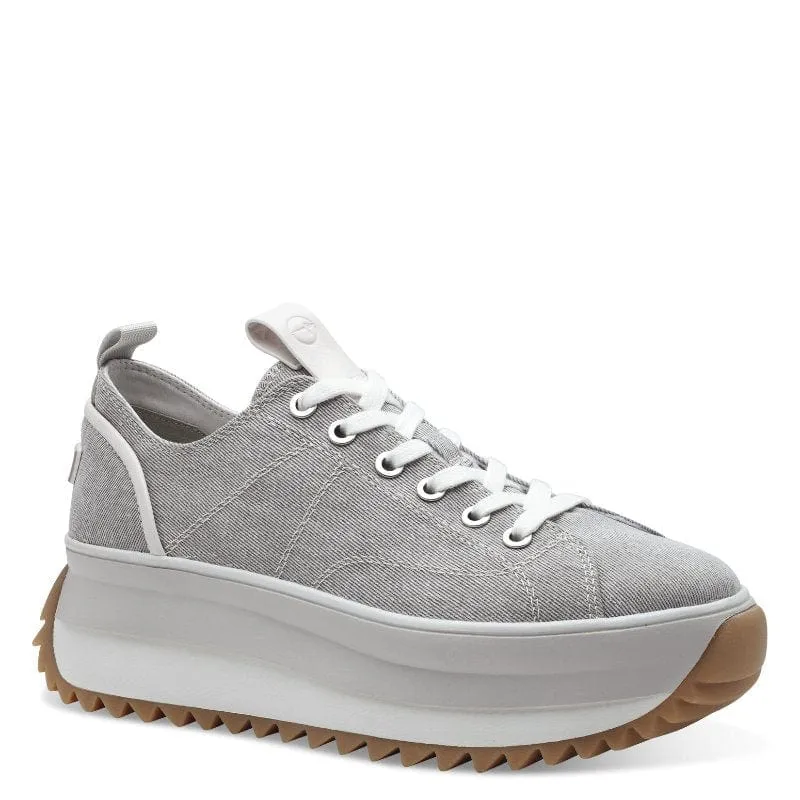 Tamaris Womens Light Grey Lace-Up Shoe 1-23731-41