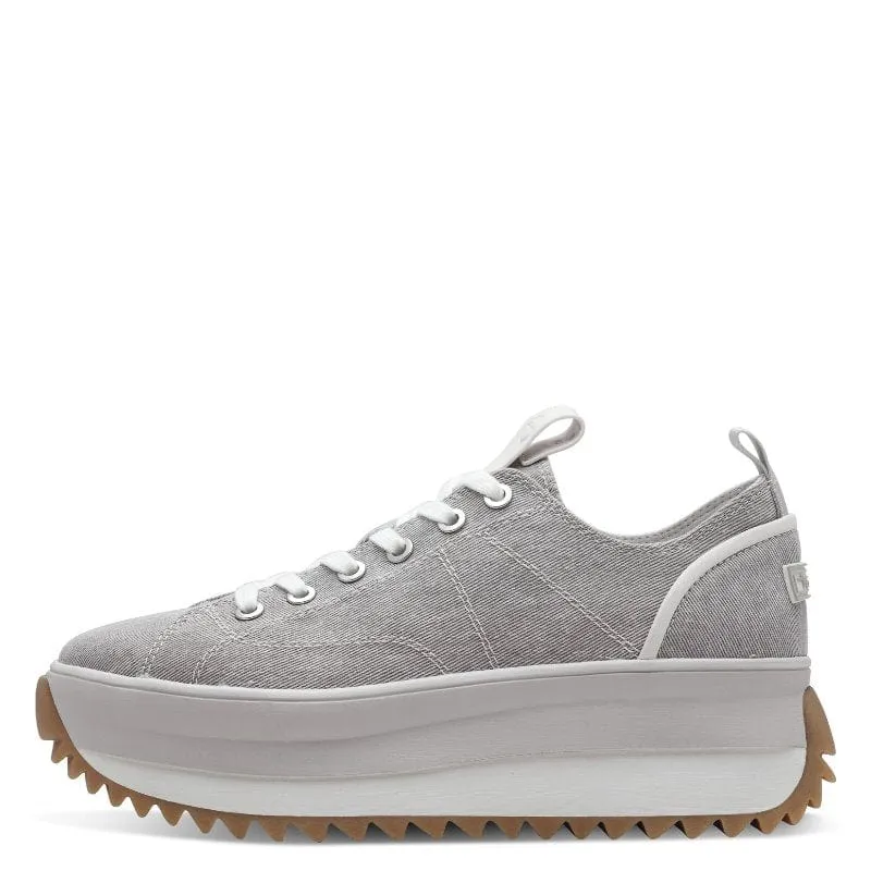 Tamaris Womens Light Grey Lace-Up Shoe 1-23731-41