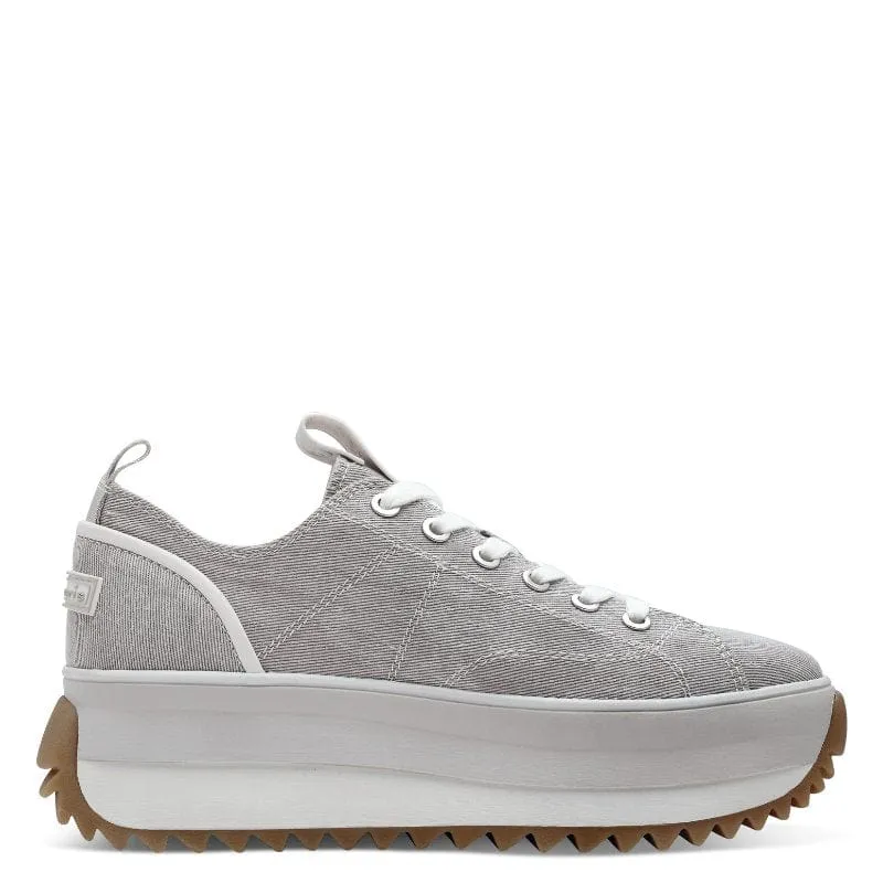 Tamaris Womens Light Grey Lace-Up Shoe 1-23731-41