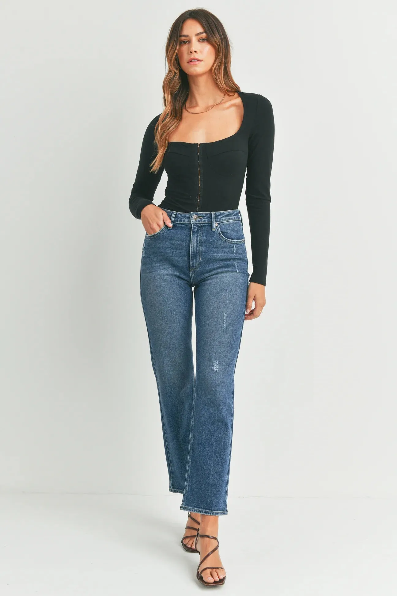 The Cece Full Length High Rise Straight Jeans