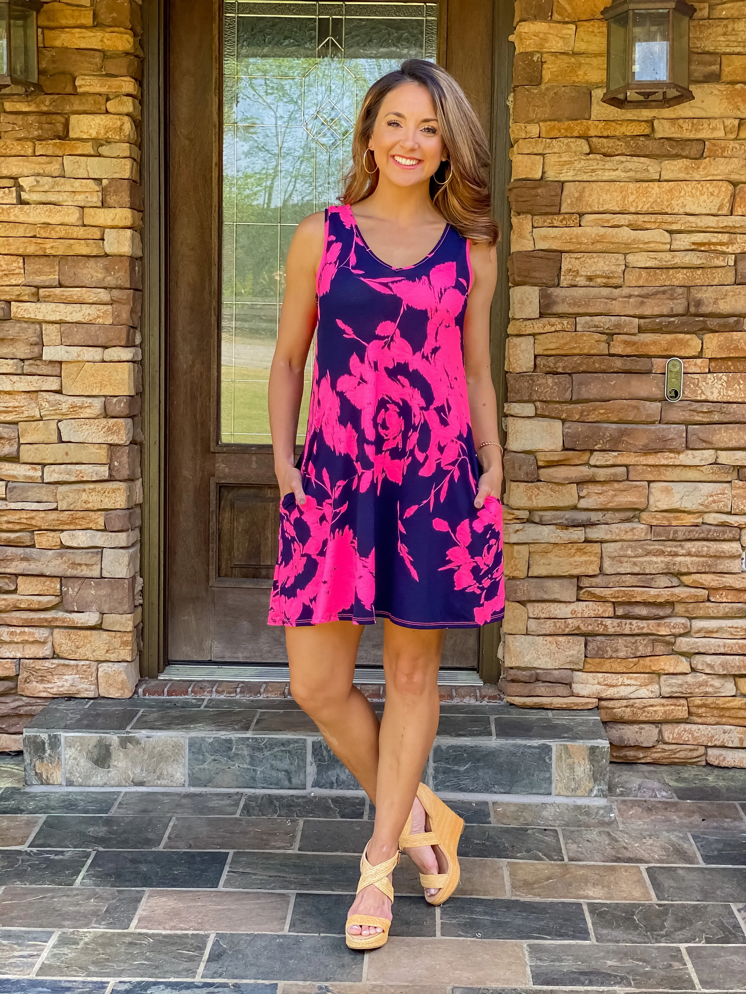 The Maricela Dress (Navy & Pink)