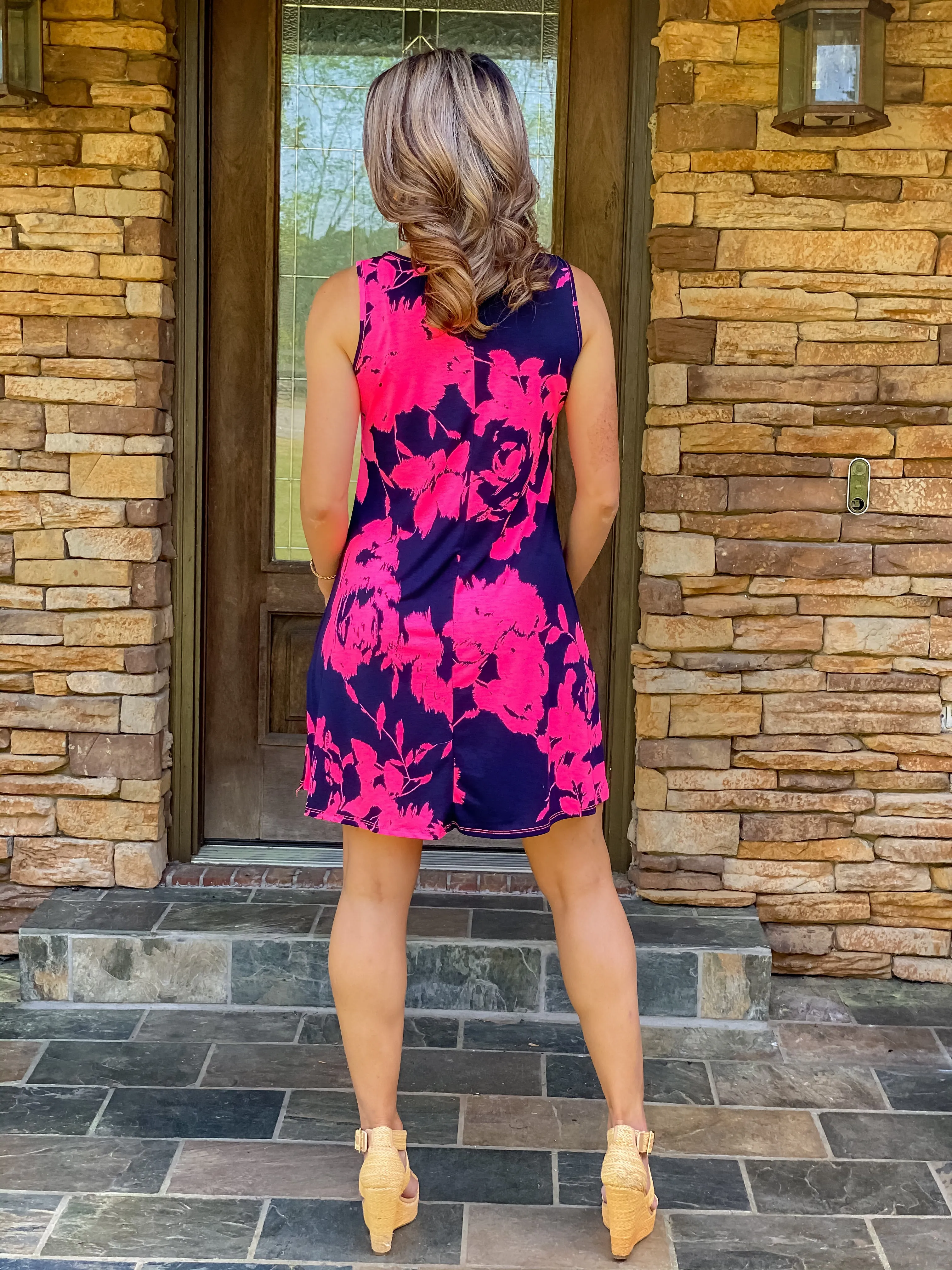 The Maricela Dress (Navy & Pink)
