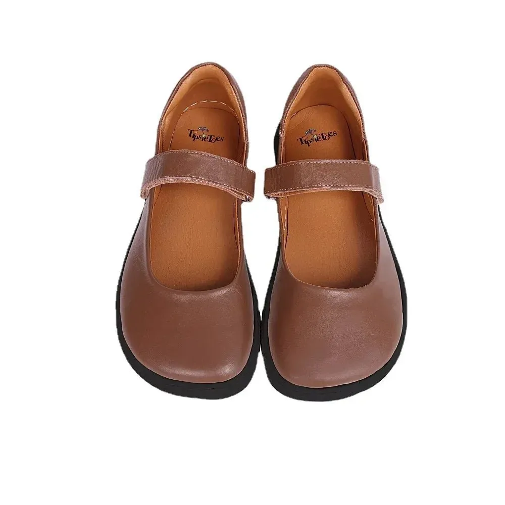 Tipsietoes Barefoot Leather Ballerinas - Zero Drop, Wide Toe Box, Lightweight Flats for Women