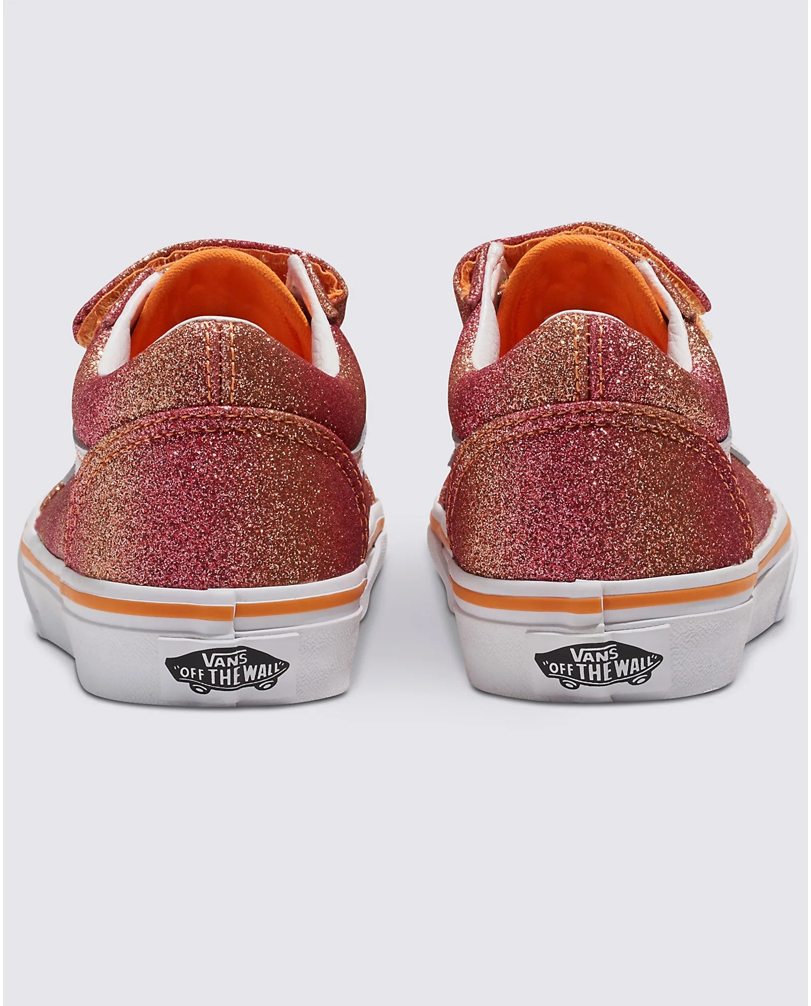 VANS Kids Old Skool V Trainers - Sunrise Glitter / White
