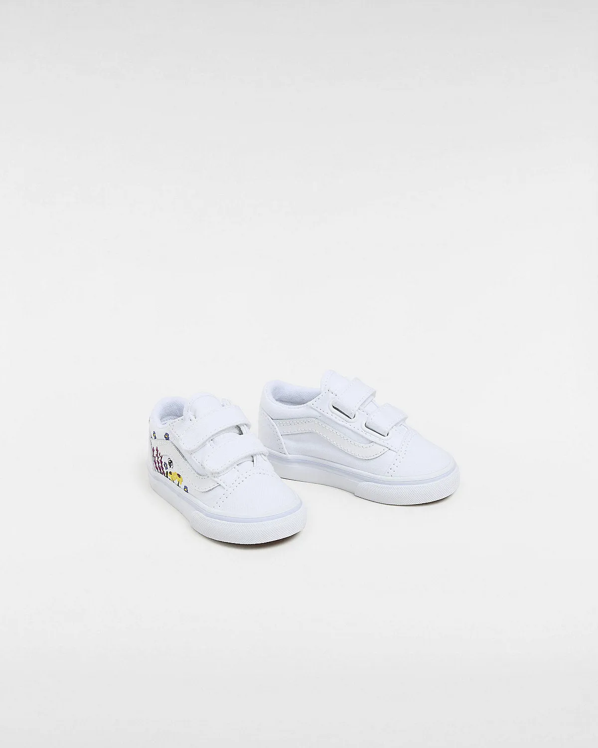 VANS Toddler Old Skool V Floral Embroidery Trainers - True White