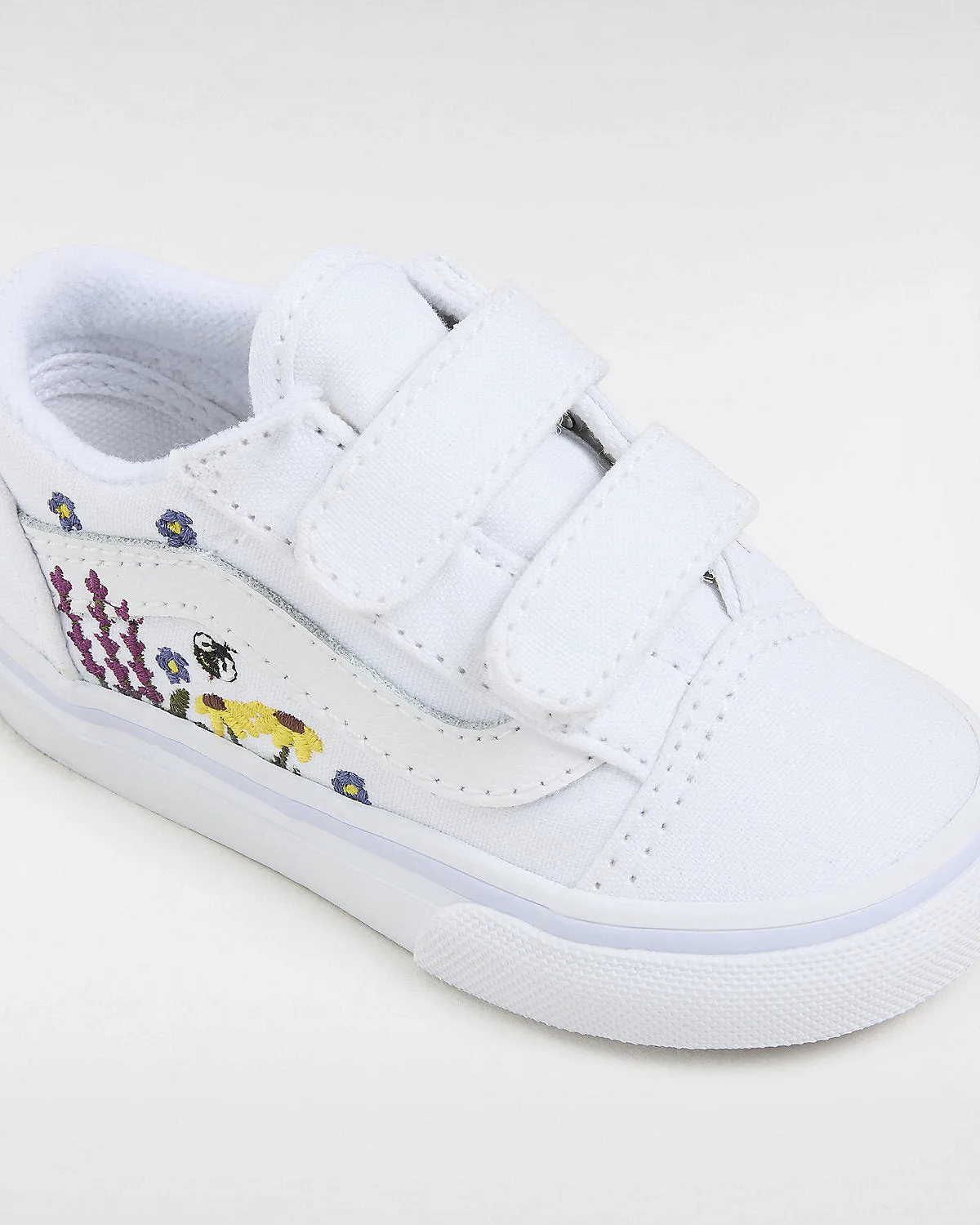 VANS Toddler Old Skool V Floral Embroidery Trainers - True White