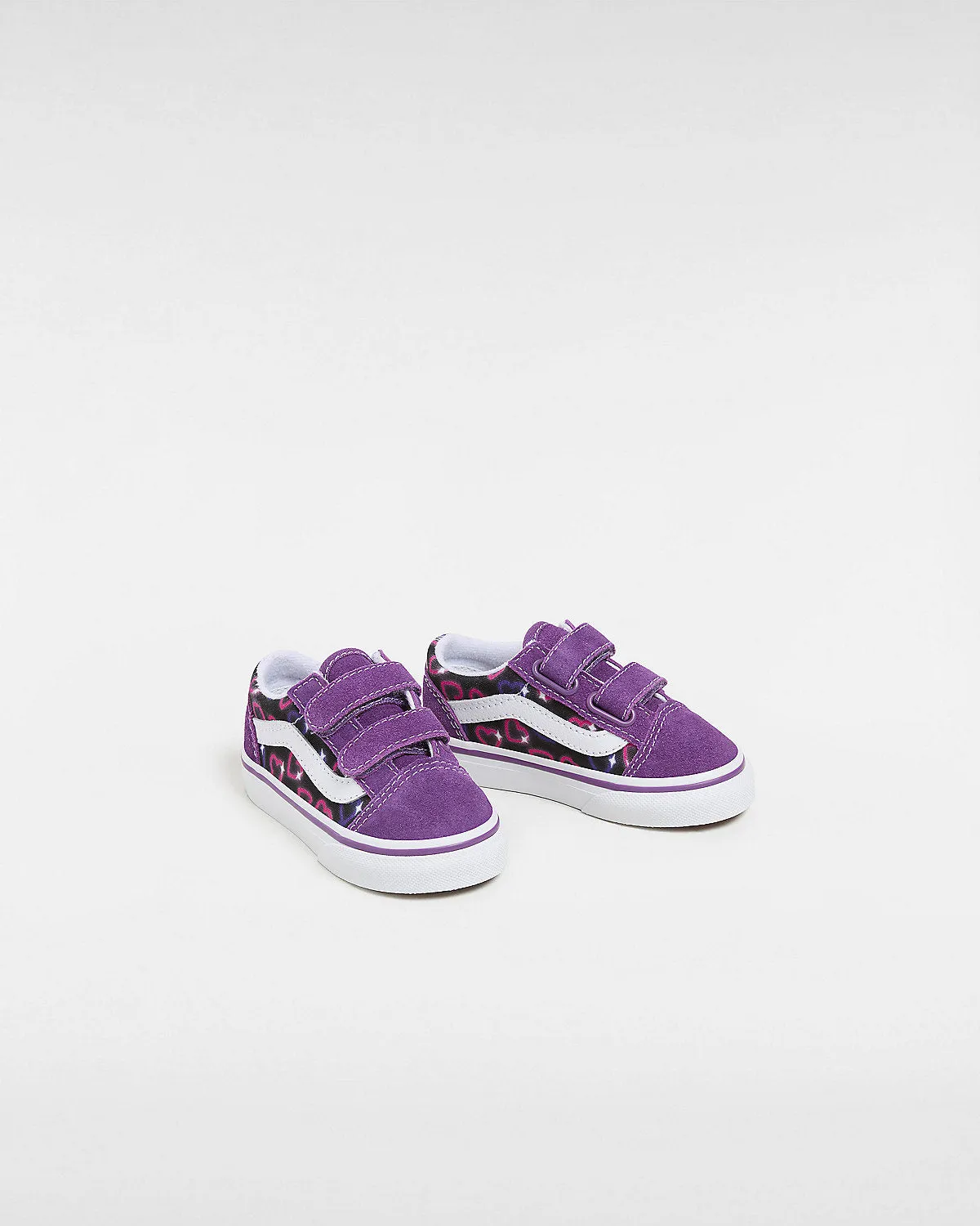 VANS Toddler Old Skool V Neon Hearts Trainers - Purple