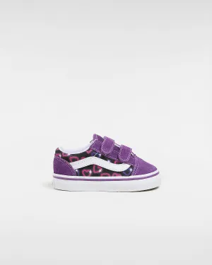 VANS Toddler Old Skool V Neon Hearts Trainers - Purple