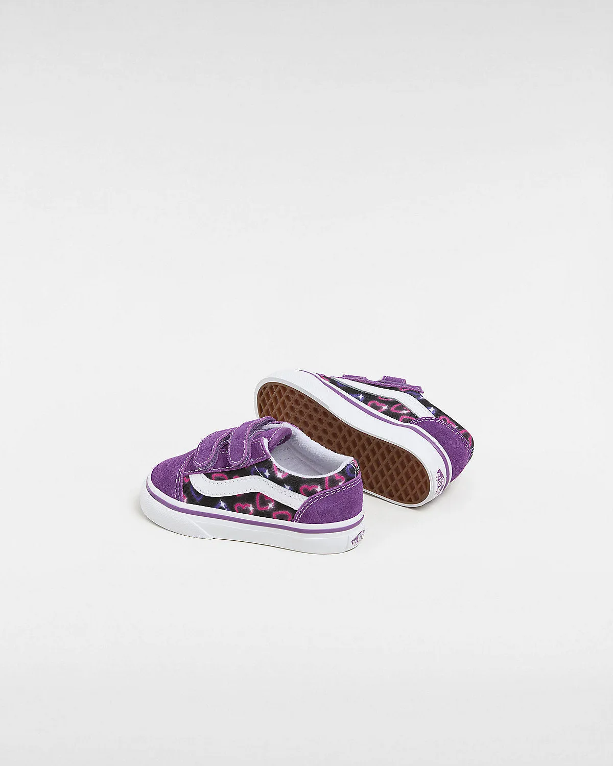 VANS Toddler Old Skool V Neon Hearts Trainers - Purple