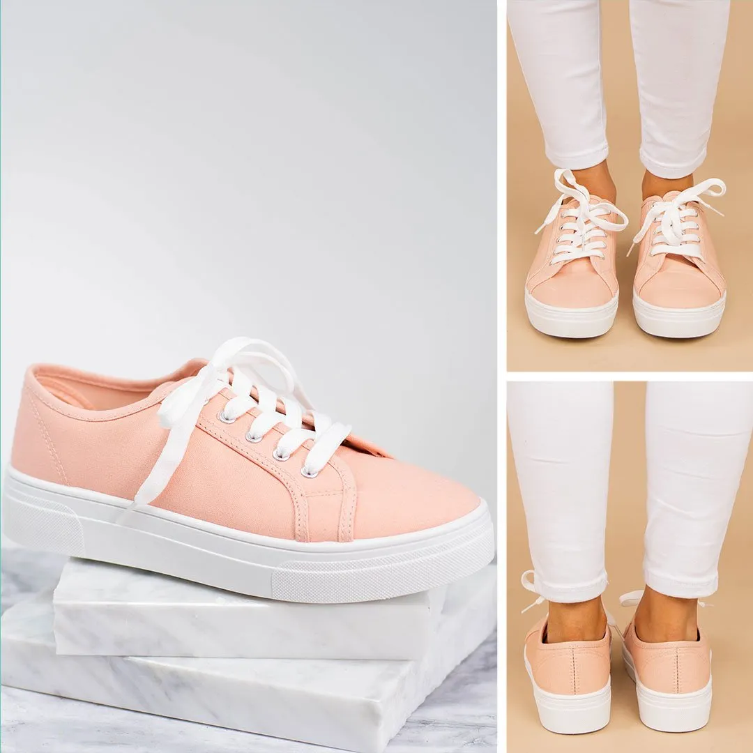 When I'm With You Light Pink Platform Sneakers