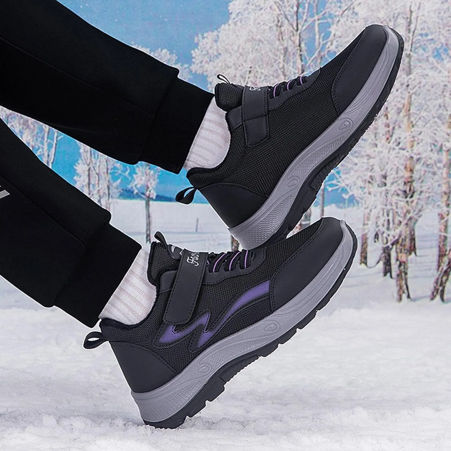 Woman Tennis Shoes Comfortable Platform Plush Lined Sneakers Lightweight Business Casual Walking Running Athletic Shoes