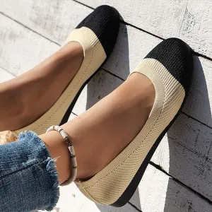 Women's Flying Knit Color-Blocked Shallow Mouth Flats 02967024C