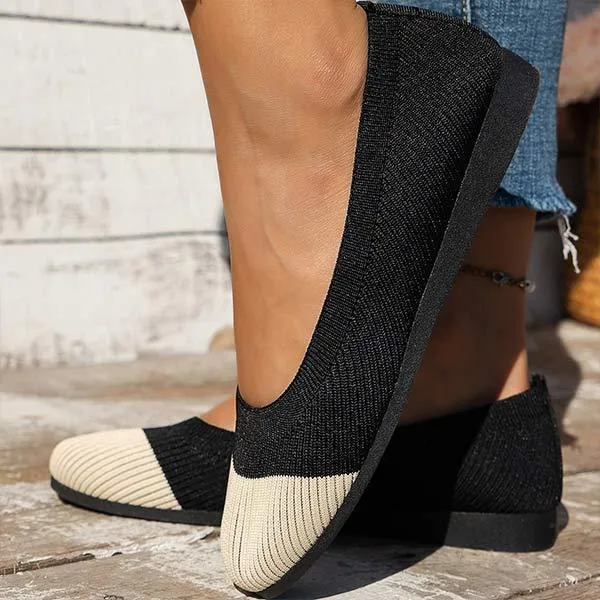 Women's Flying Knit Color-Blocked Shallow Mouth Flats 02967024C