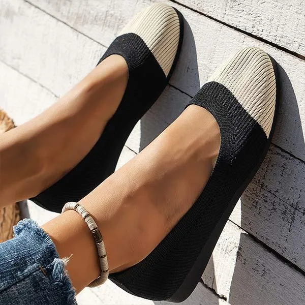 Women's Flying Knit Color-Blocked Shallow Mouth Flats 02967024C
