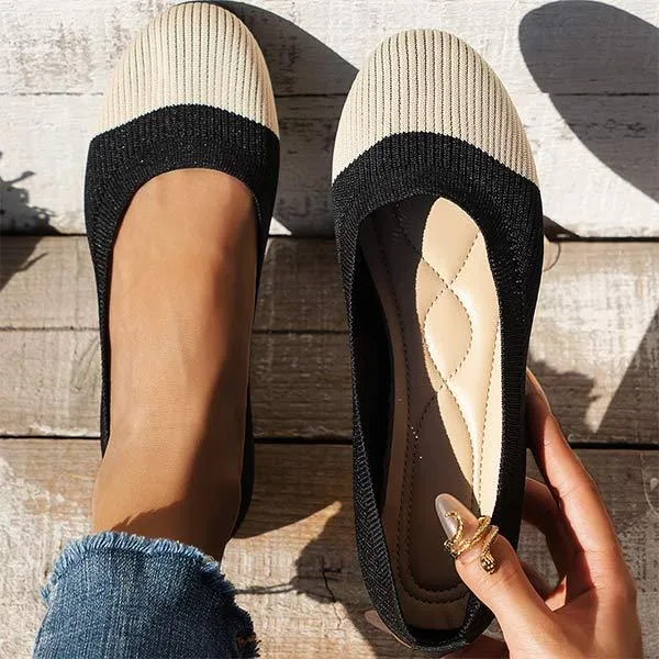Women's Flying Knit Color-Blocked Shallow Mouth Flats 02967024C