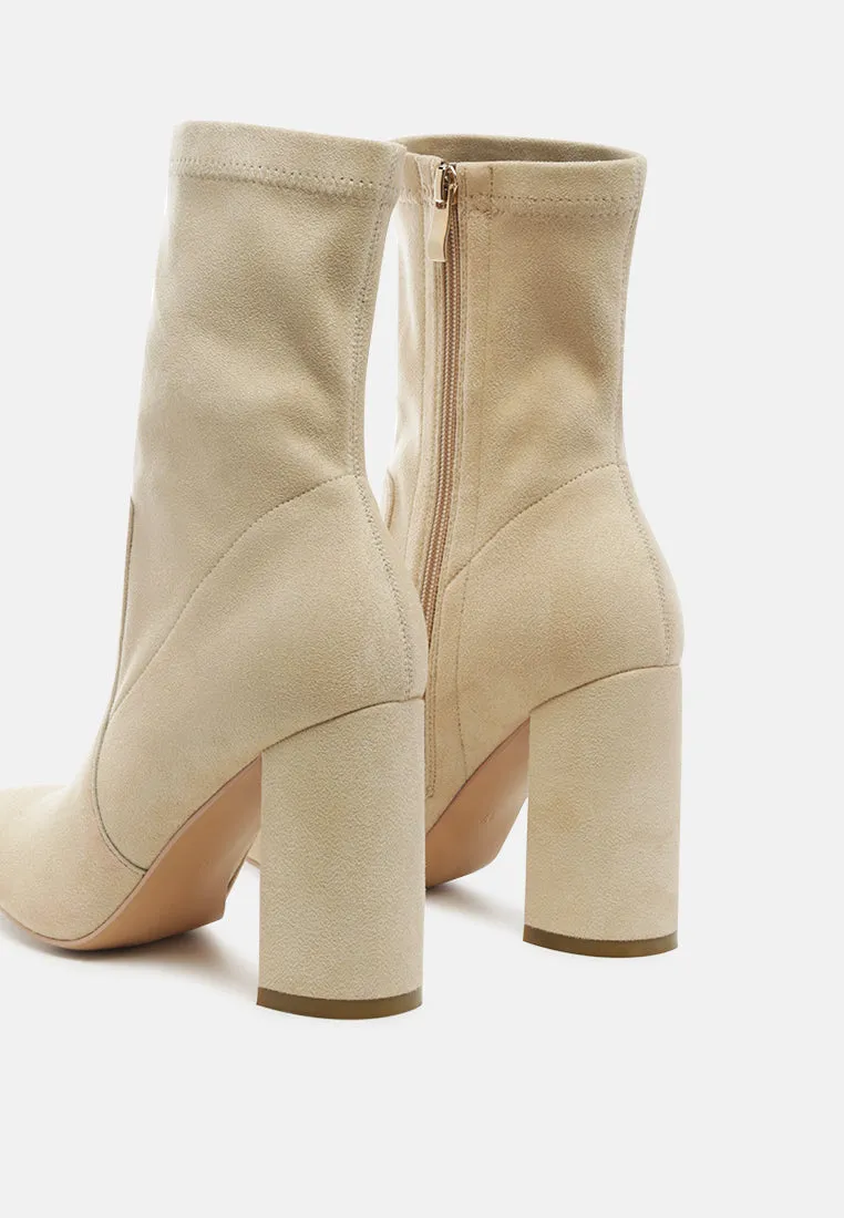 zahara faux suede block heeled boots