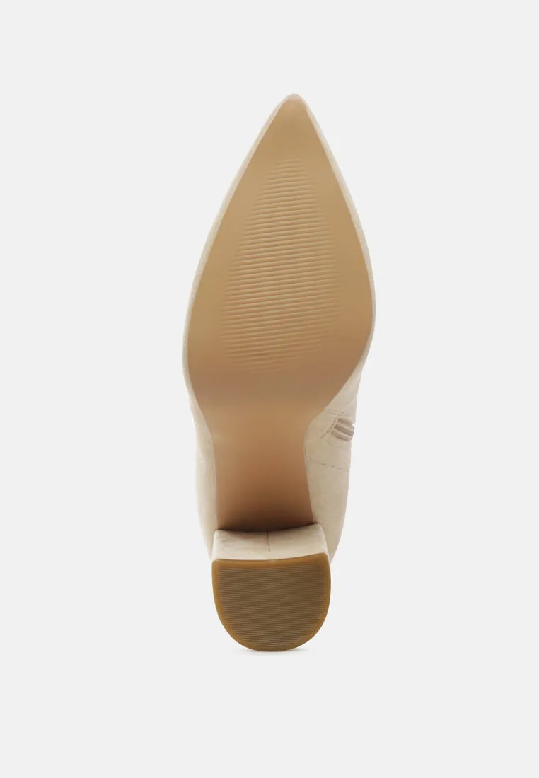 zahara faux suede block heeled boots