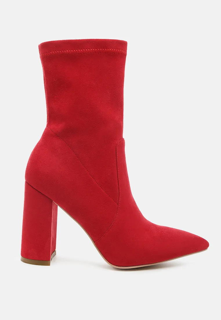 zahara faux suede block heeled boots