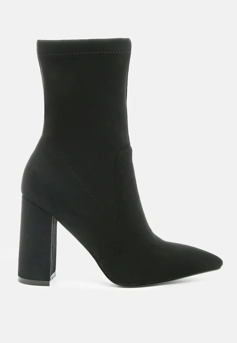 zahara faux suede block heeled boots