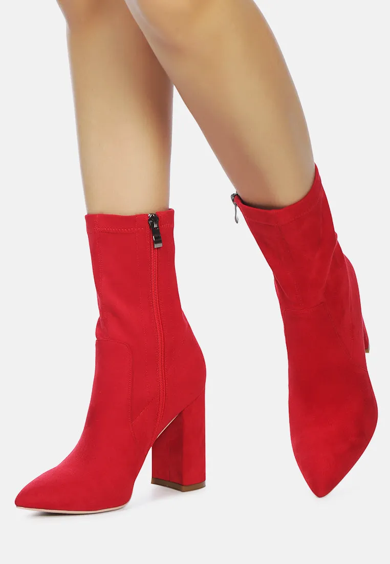 zahara faux suede block heeled boots