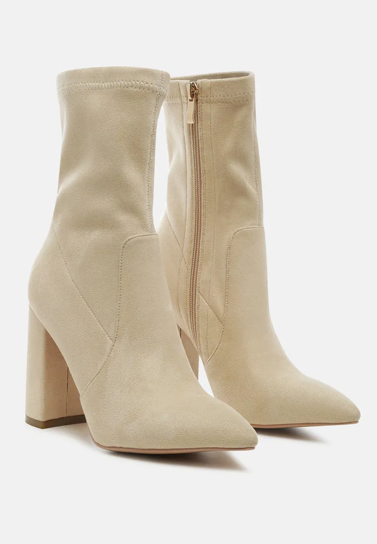 zahara faux suede block heeled boots