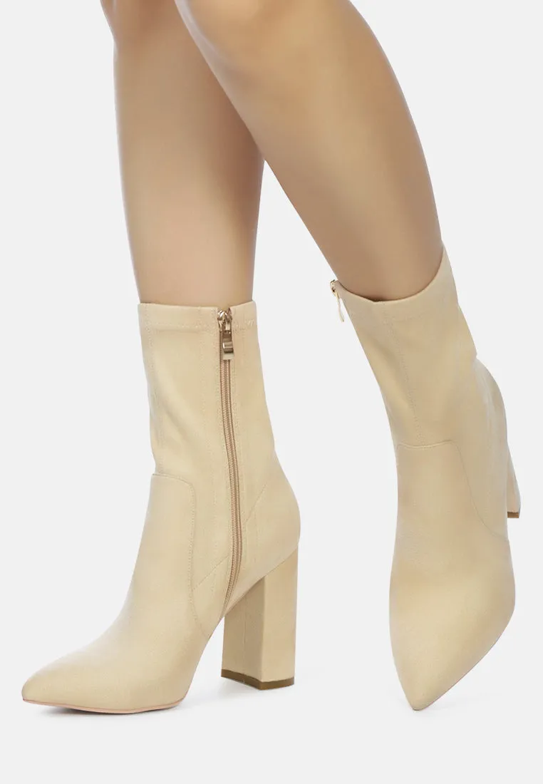 zahara faux suede block heeled boots