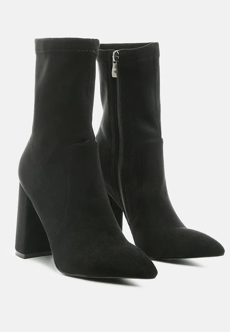 zahara faux suede block heeled boots
