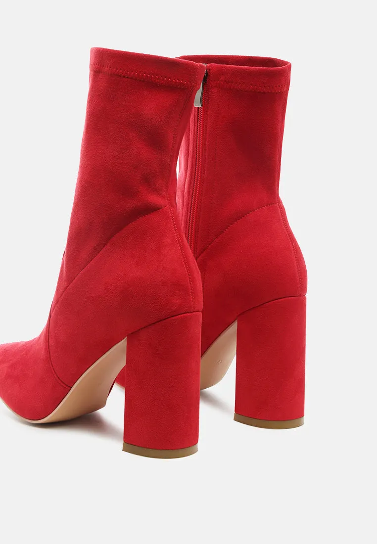 zahara faux suede block heeled boots