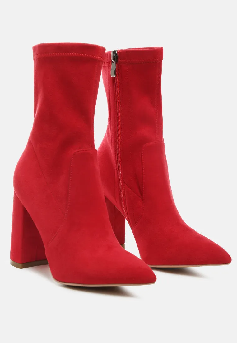 zahara faux suede block heeled boots