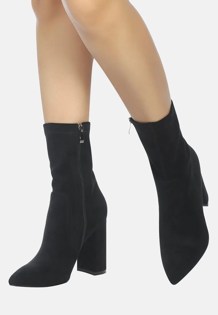 zahara faux suede block heeled boots