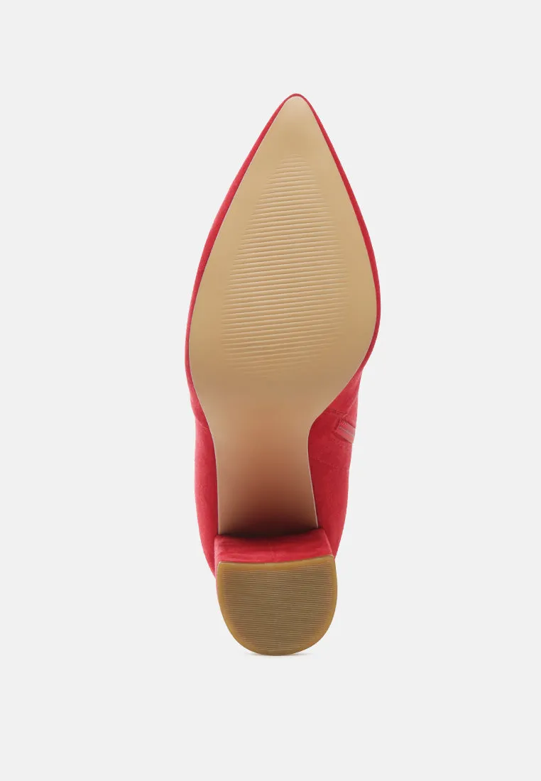 zahara faux suede block heeled boots